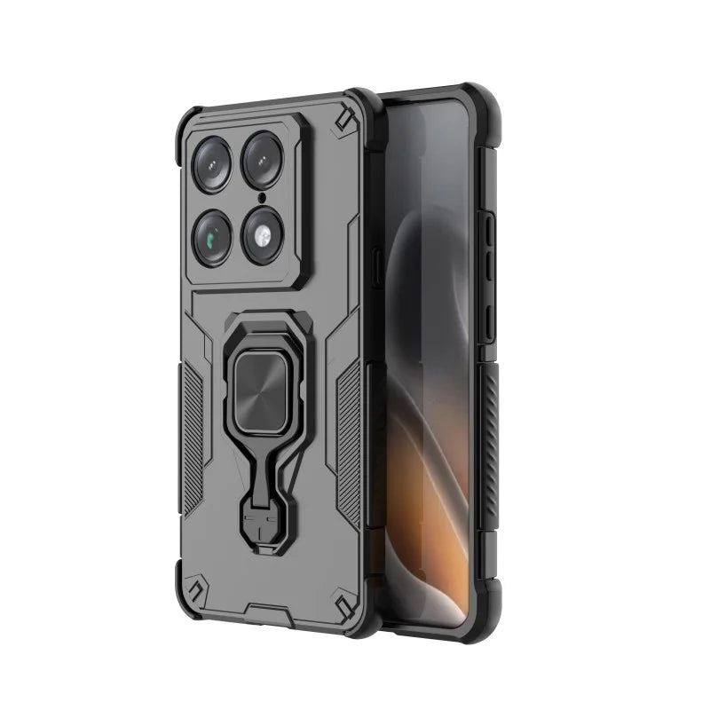 WANLONFENG for Motorola Signature 5G / Motorola Moto X70 Air Pro 5G Phone Case  PC TPU Back Cover Kickstand with Tempered Glass - Black - 2