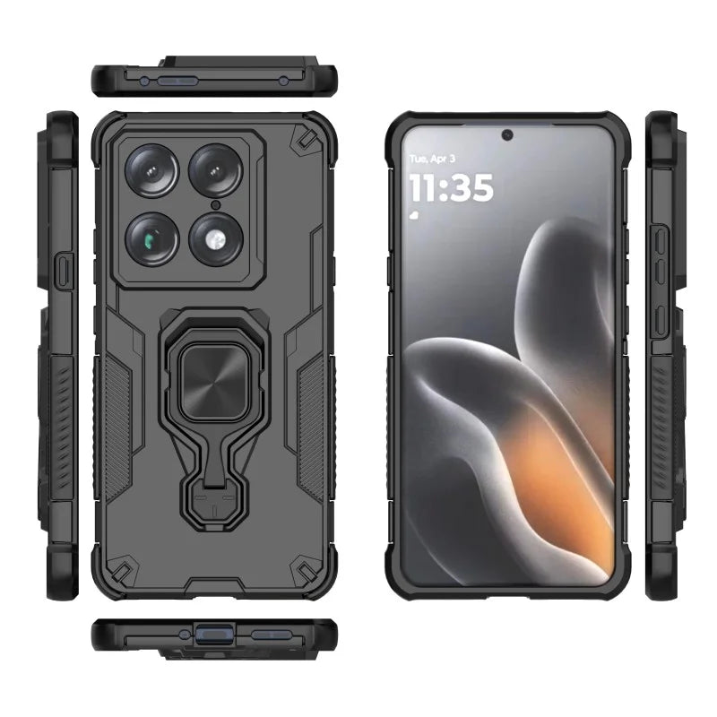 WANLONFENG for Motorola Signature 5G / Motorola Moto X70 Air Pro 5G Phone Case  PC TPU Back Cover Kickstand with Tempered Glass - Black - 3