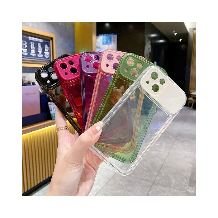For iPhone 15 Case with Flip Mirror Lens Protection TPU + PC Shockproof Phone Shell - Pink - 7