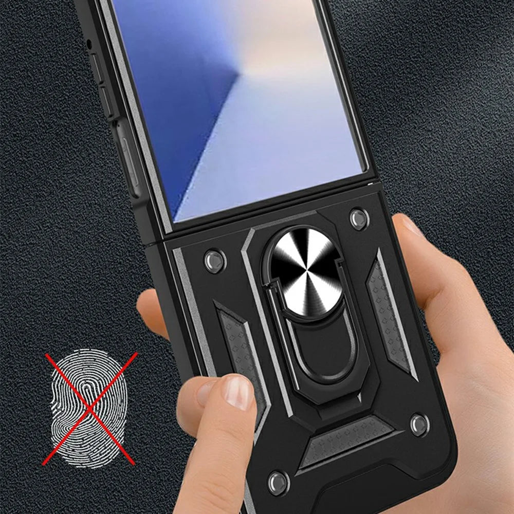 AMORUS For Samsung Galaxy Z Flip8 Case Kickstand PC + TPU Phone Cover - Black - 5