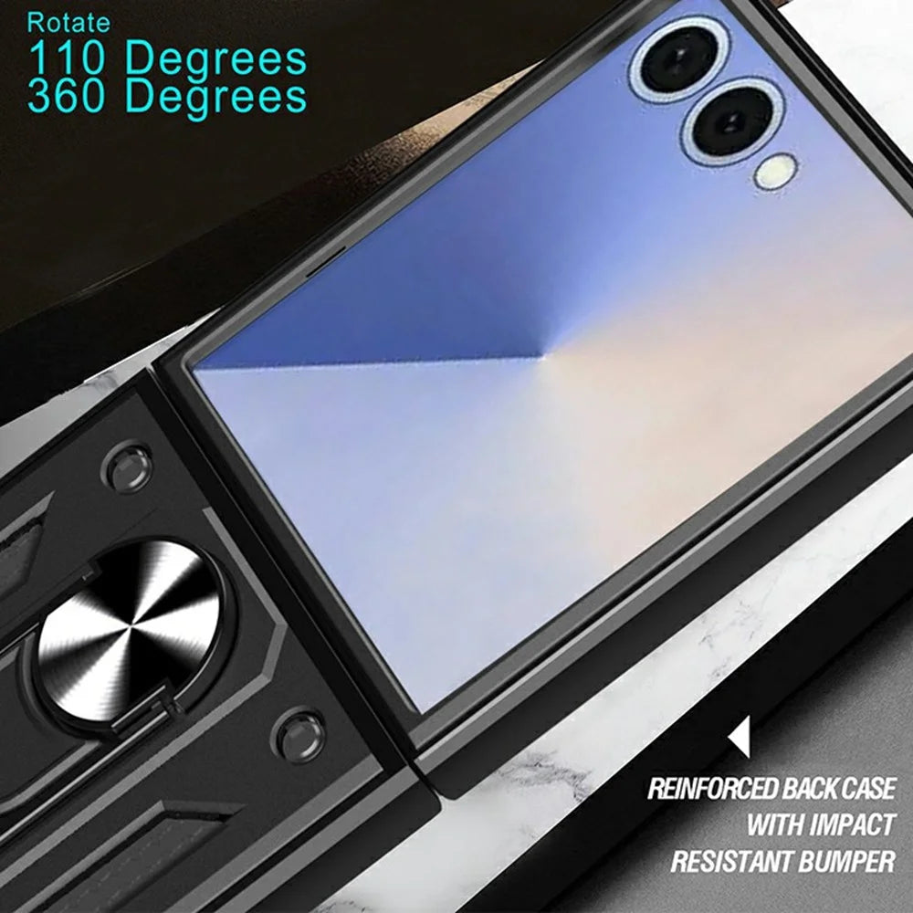 AMORUS For Samsung Galaxy Z Flip8 Case Kickstand PC + TPU Phone Cover - Black - 7