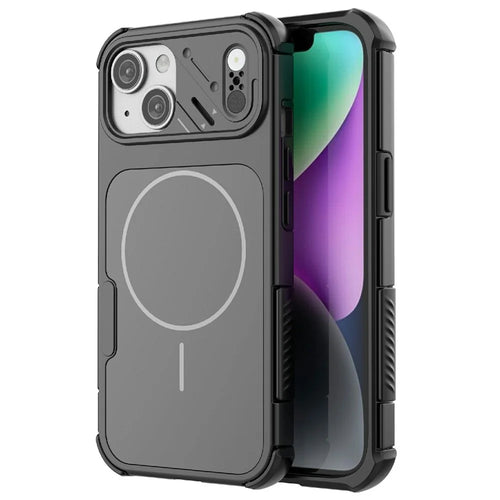 For iPhone 15 Case Shockproof Airbag PC+TPU Phone Cover Compatible with MagSafe - Black - 1