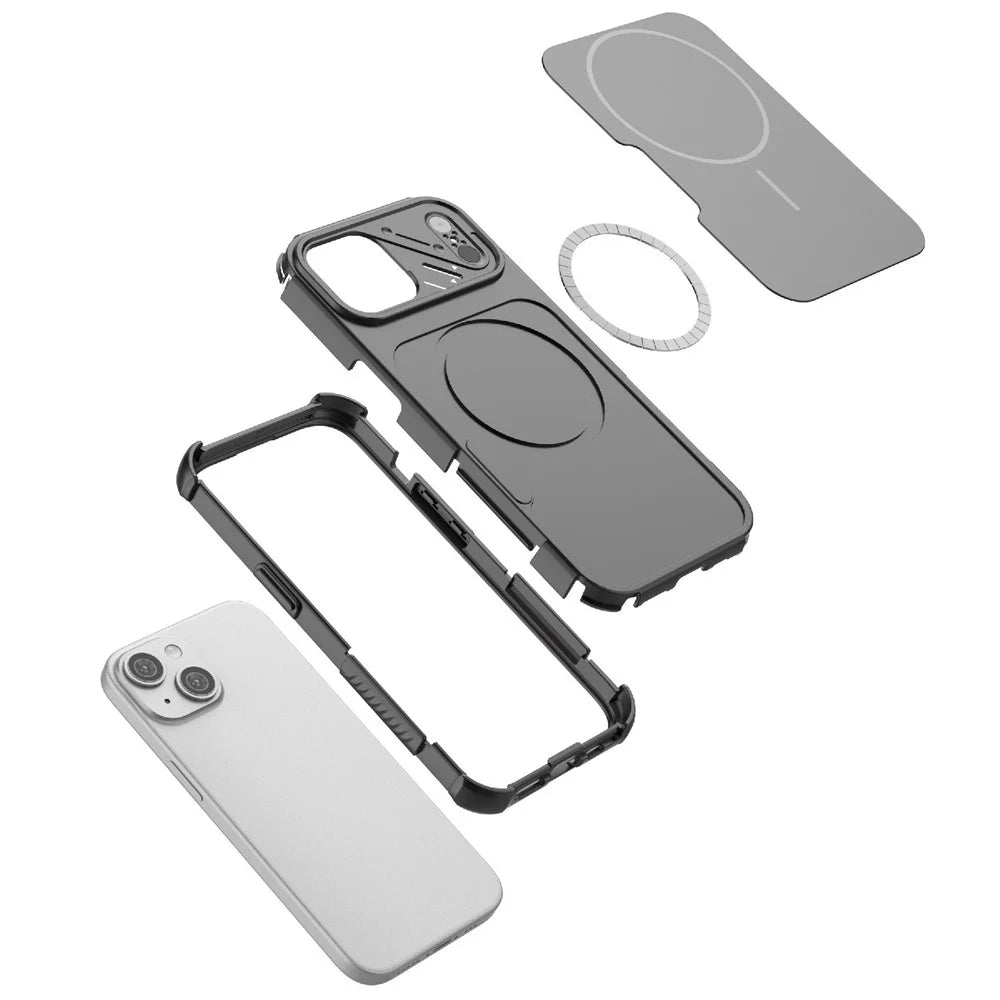 For iPhone 15 Case Shockproof Airbag PC+TPU Phone Cover Compatible with MagSafe - Black - 3