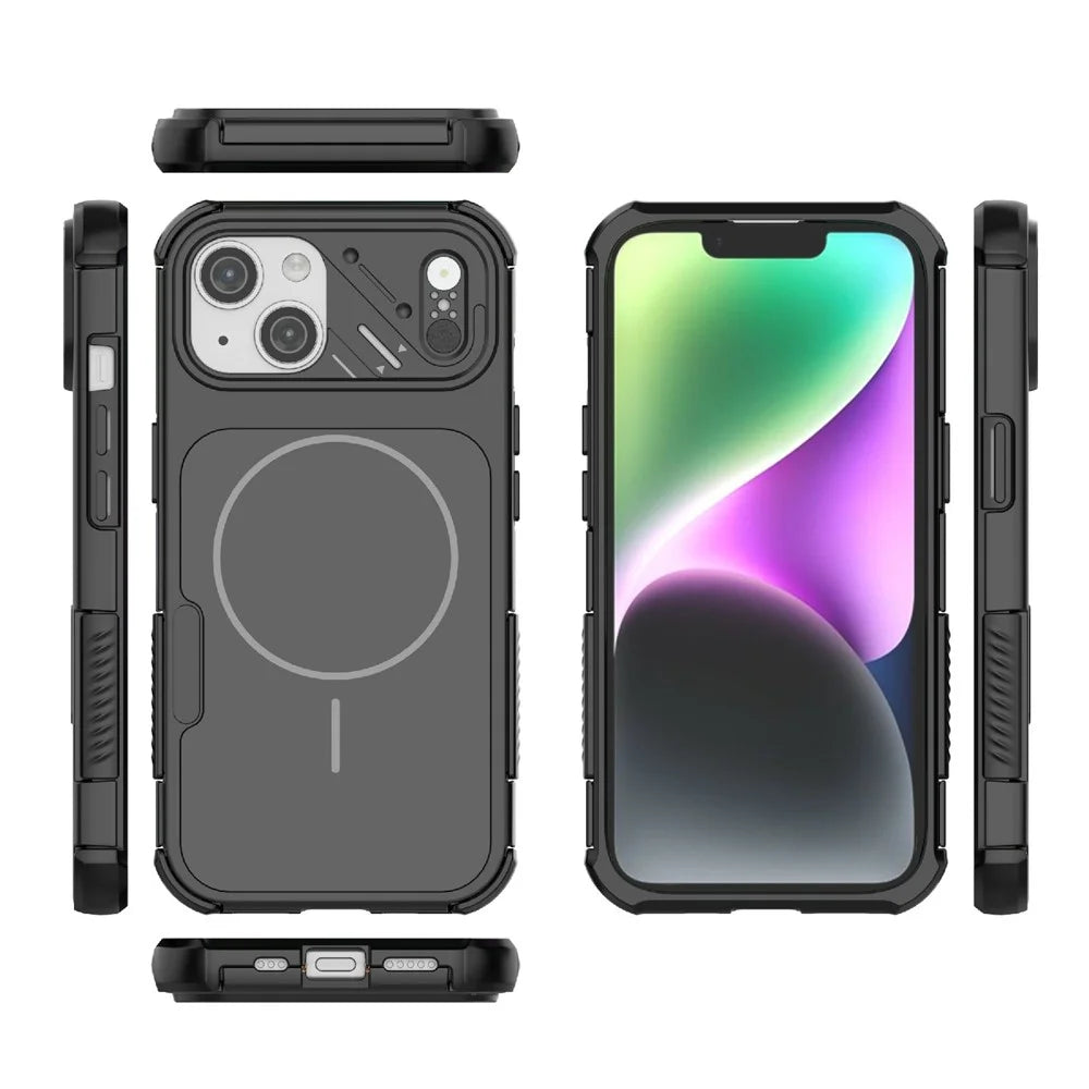 For iPhone 15 Case Shockproof Airbag PC+TPU Phone Cover Compatible with MagSafe - Black - 4