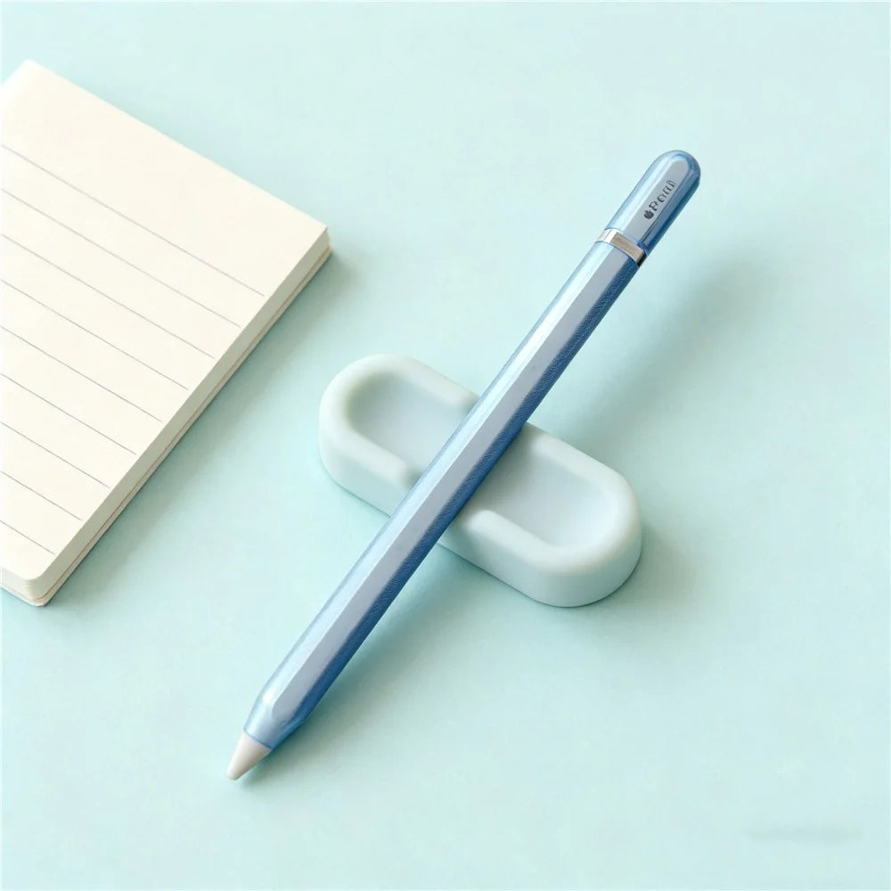 For Apple Pencil Pro  /  Pencil (2nd Generation) TPU Case Dome Design Shockproof Anti-Slip Stylus Pen Protective Cover with Silicone Nib Cap - Blue - 2
