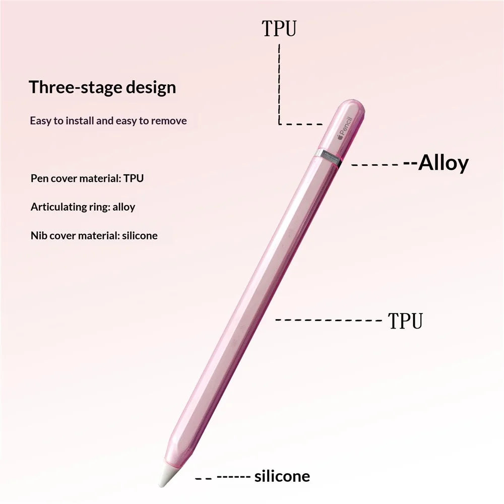 For Apple Pencil Pro  /  Pencil (2nd Generation) TPU Case Dome Design Shockproof Anti-Slip Stylus Pen Protective Cover with Silicone Nib Cap - Blue - 4