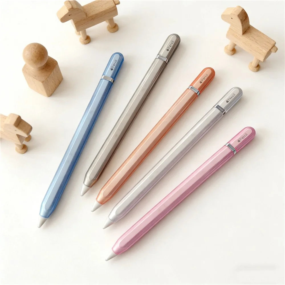 For Apple Pencil Pro  /  Pencil (2nd Generation) TPU Case Dome Design Shockproof Anti-Slip Stylus Pen Protective Cover with Silicone Nib Cap - Blue - 5