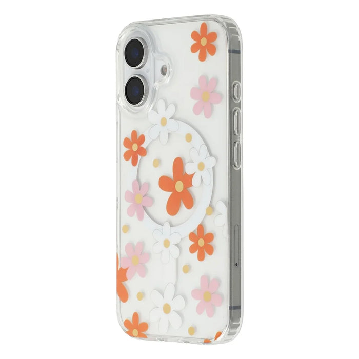 For iPhone 17 Magnetic Case IMD Flower Pattern TPU + PC Clear Back Phone Cover - Style D - 4