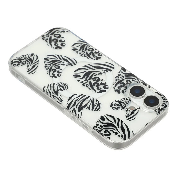 For iPhone 16 Magnetic Case Hollow Leopard Print Design TPU PC Phone Back Cover - Style 5 - 5
