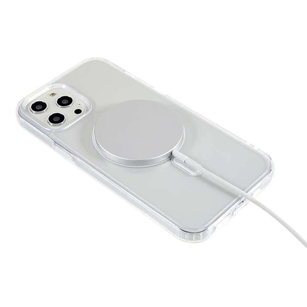 For iPhone 12 Pro Max 6.7 inch Magnetic Phone Case Compatible with MagSafe Hard Acrylic Soft TPU Drop-proof Cover - 4