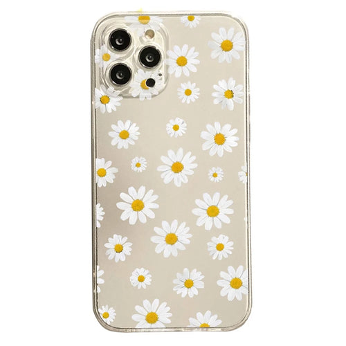 For iPhone 15 Case Daisy Pattern Clear TPU Phone Back Cover - Transparent - 1