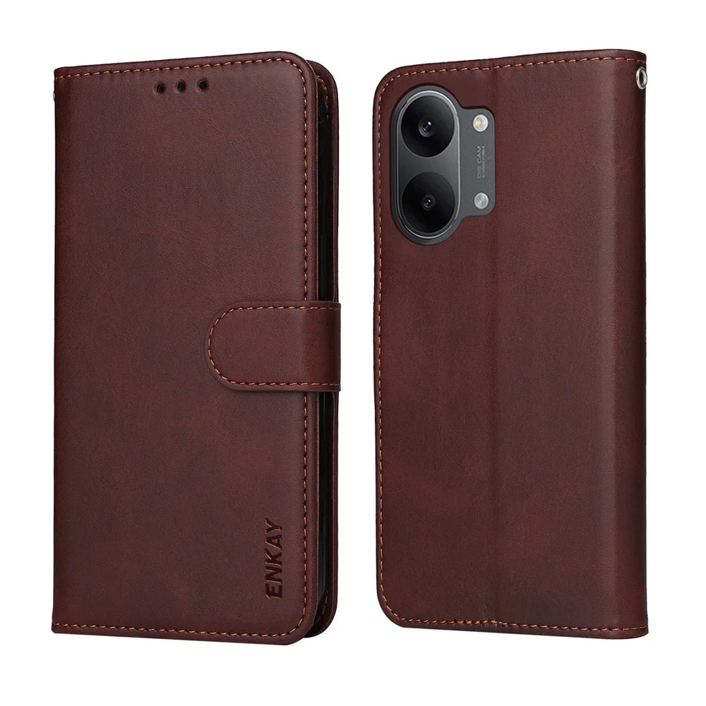 HAT PRINCE for Xiaomi Poco X8 Pro Max 5G Wallet Case ENKAY  Leather Phone Stand Cover with 0.18mm Screen Protector, Ultrasonic Fingerprint Unlock - Pink - 5