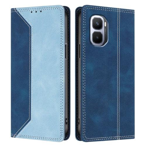 For Infinix GT 50 Pro 5G Leather Case Skin Touch Color Splicing RFID Blocking Wallet Stand Phone Cover - Dark Blue / Blue - 1