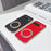 For Google Pixel 10 Pro Magnetic Case Litchi Pattern TPU PU Cover with Electroplated Metal Ring Kickstand - Red - 5