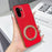 For OnePlus Ace 6 5G Magnetic Case Litchi Pattern TPU PU Cover with Electroplated Metal Ring Kickstand - Red - 1