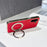 For OnePlus Ace 6 5G Magnetic Case Litchi Pattern TPU PU Cover with Electroplated Metal Ring Kickstand - Red - 3