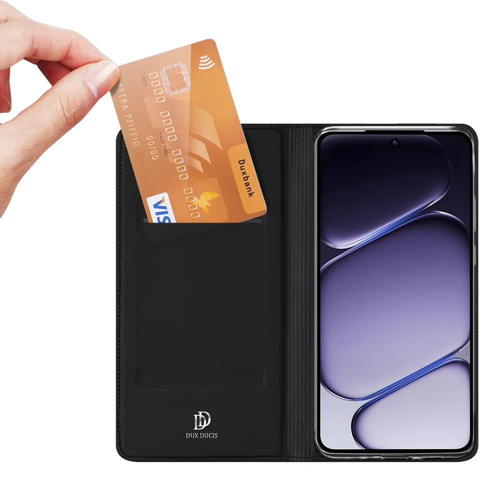 DUX DUCIS for OnePlus Nord CE6 Lite 5G / Realme P4x 5G Case Skin Pro Series Leather Stand Cover Card Holder - Black - 2