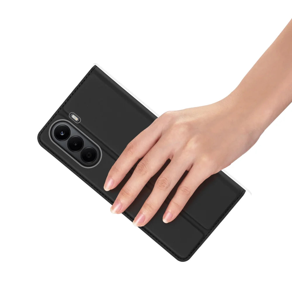 DUX DUCIS for OnePlus Nord CE6 Lite 5G / Realme P4x 5G Case Skin Pro Series Leather Stand Cover Card Holder - Black - 6
