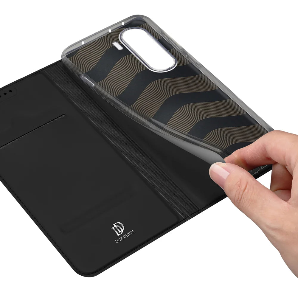 DUX DUCIS for OnePlus Nord CE6 Lite 5G / Realme P4x 5G Case Skin Pro Series Leather Stand Cover Card Holder - Black - 7
