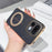 For Realme 16 Pro 5G Magnetic Case Litchi Pattern TPU PU Cover with Electroplated Metal Ring Kickstand - Black - 2