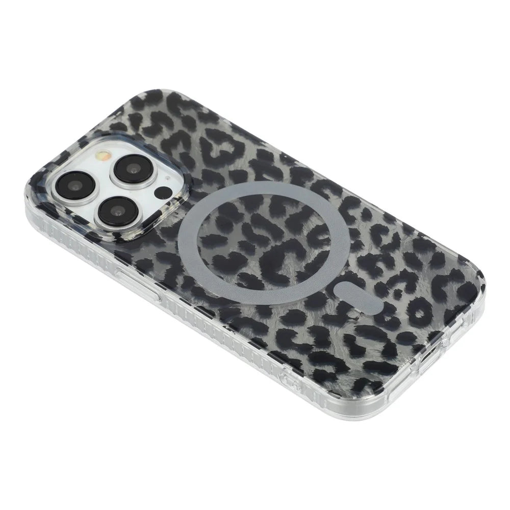 For iPhone 15 Pro Case Compatible with MagSafe IMD Leopard Print TPU PC Phone Cover - Style C - 5