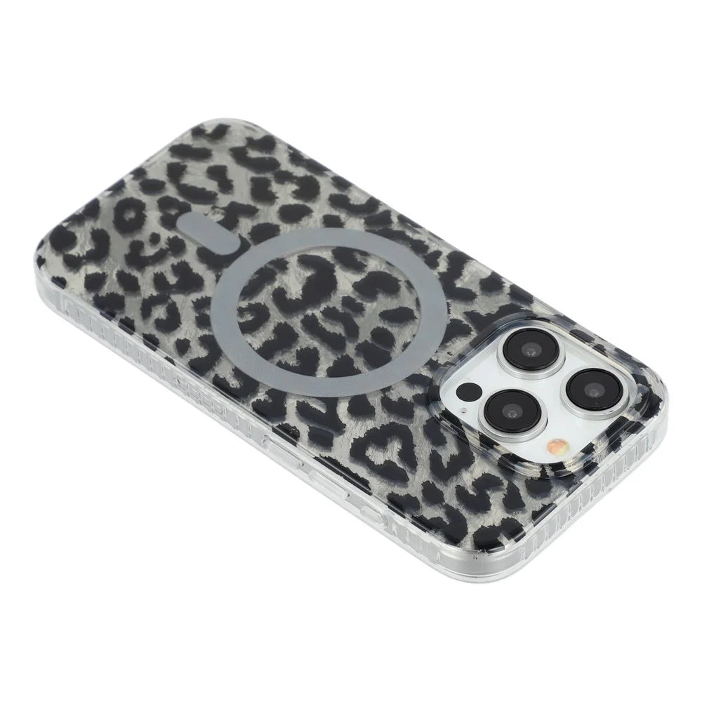 For iPhone 15 Pro Case Compatible with MagSafe IMD Leopard Print TPU PC Phone Cover - Style C - 6