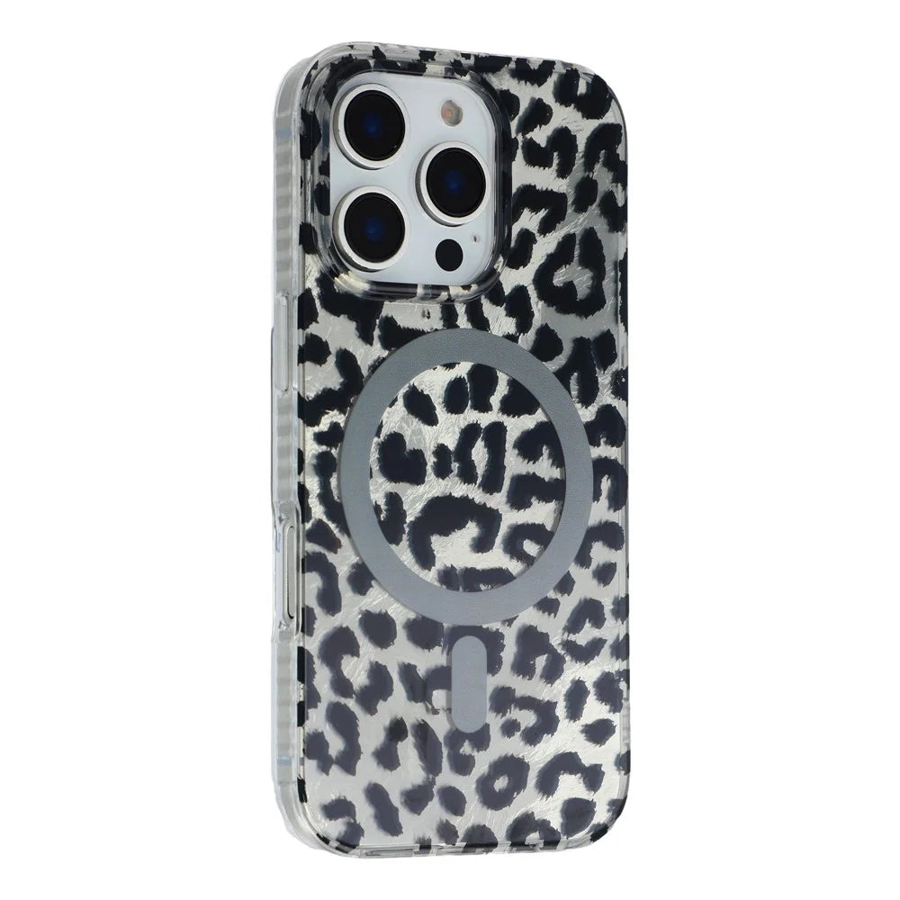 For iPhone 16 Pro Case Compatible with MagSafe IMD Leopard Print TPU PC Phone Cover - Style C - 3