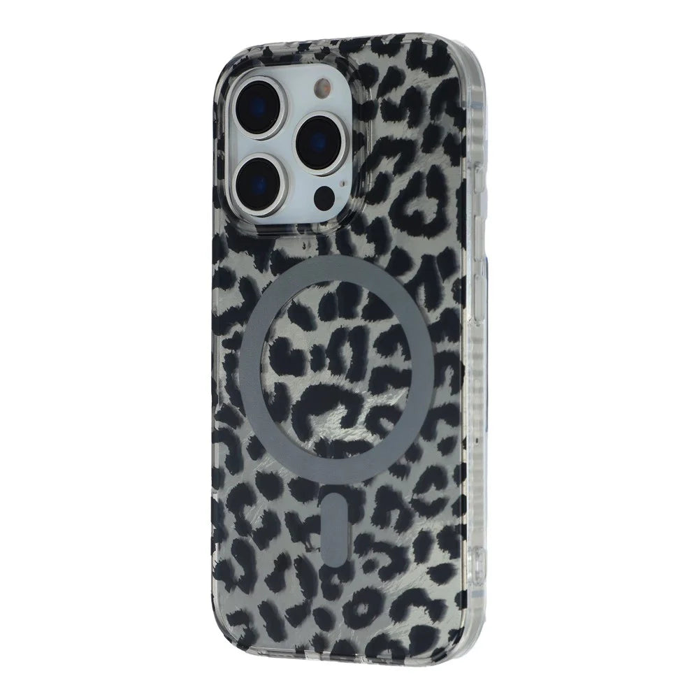 For iPhone 16 Pro Case Compatible with MagSafe IMD Leopard Print TPU PC Phone Cover - Style C - 4
