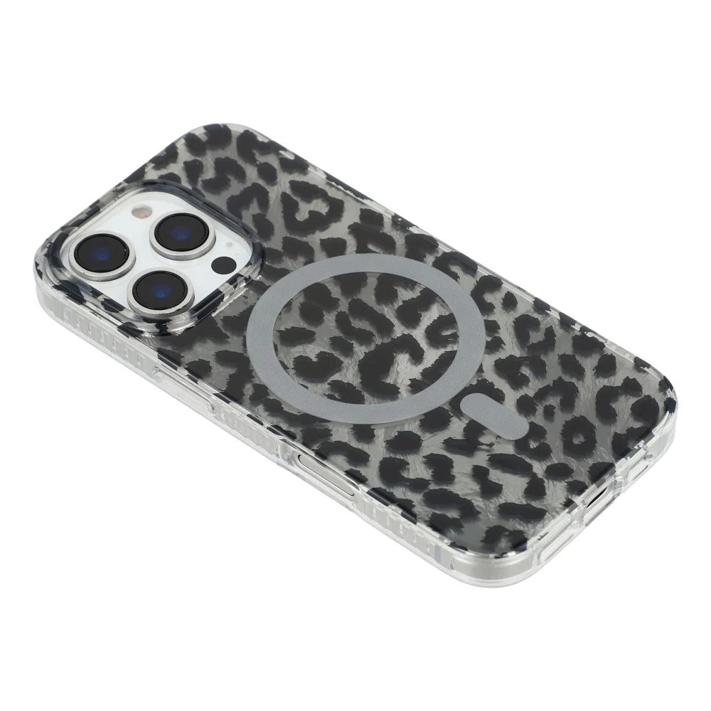 For iPhone 16 Pro Case Compatible with MagSafe IMD Leopard Print TPU PC Phone Cover - Style C - 5