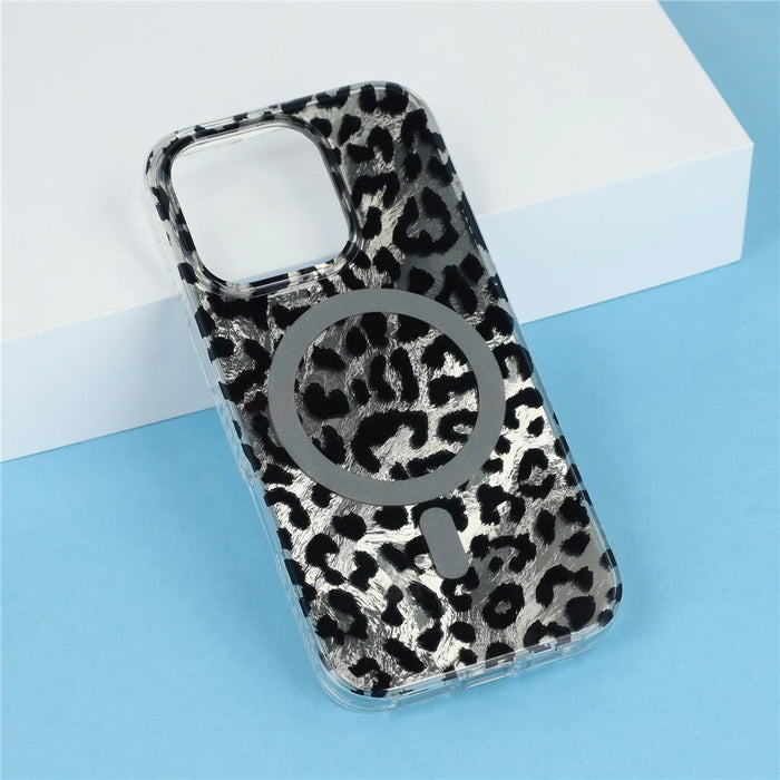 For iPhone 16 Pro Max Case Compatible with MagSafe IMD Leopard Print TPU PC Phone Cover - Style C - 7