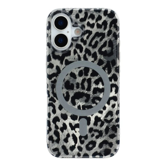 For iPhone 16 Case Compatible with MagSafe IMD Leopard Print TPU PC Phone Cover - Style C - 1
