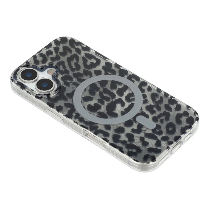 For iPhone 16 Case Compatible with MagSafe IMD Leopard Print TPU PC Phone Cover - Style C - 5