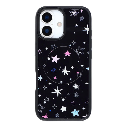 For iPhone 17 Magnetic Case TPU PC Phone Cover with Detachable Colorful Stars Black Backplate - Black - 1
