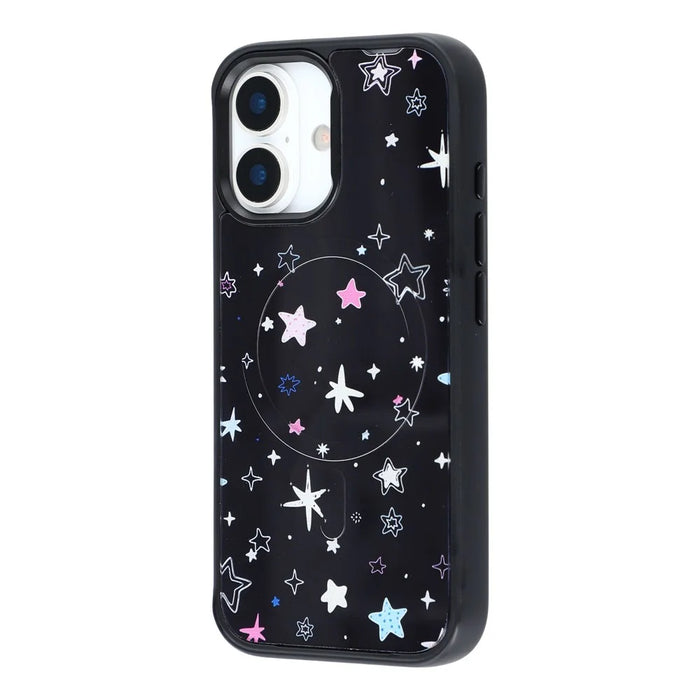 For iPhone 17 Magnetic Case TPU PC Phone Cover with Detachable Colorful Stars Black Backplate - Black - 3