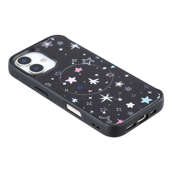 For iPhone 17 Magnetic Case TPU PC Phone Cover with Detachable Colorful Stars Black Backplate - Black - 7