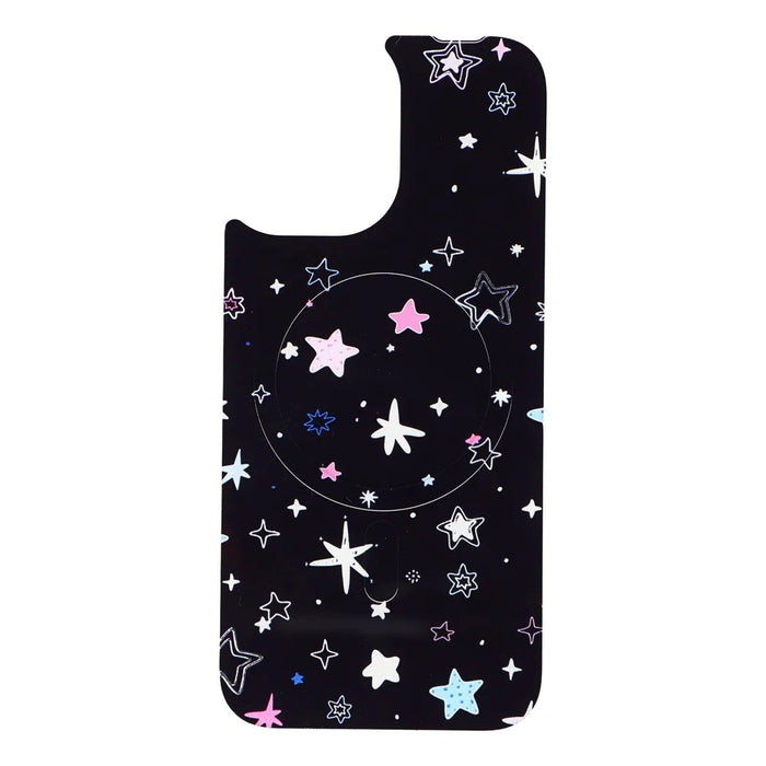For iPhone 16 Magnetic Case TPU PC Phone Cover with Detachable Colorful Stars Black Backplate - Black - 6