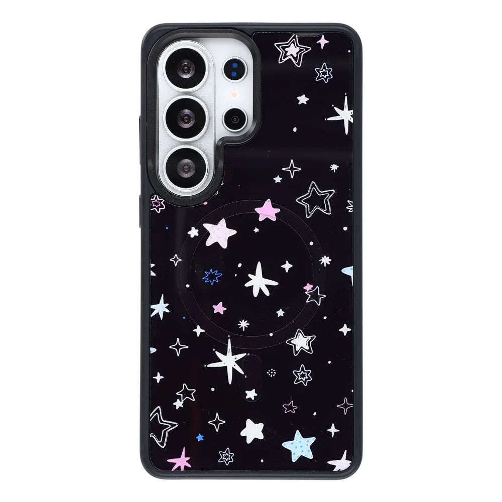 For Samsung Galaxy S26 Ultra Magnetic Case TPU PC Phone Cover with Detachable Colorful Stars Black Backplate - Black - 1