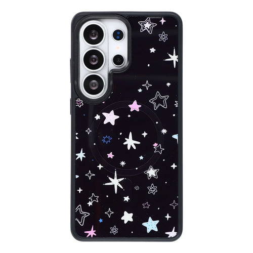 For Samsung Galaxy S26 Ultra Magnetic Case TPU PC Phone Cover with Detachable Colorful Stars Black Backplate - Black - 1