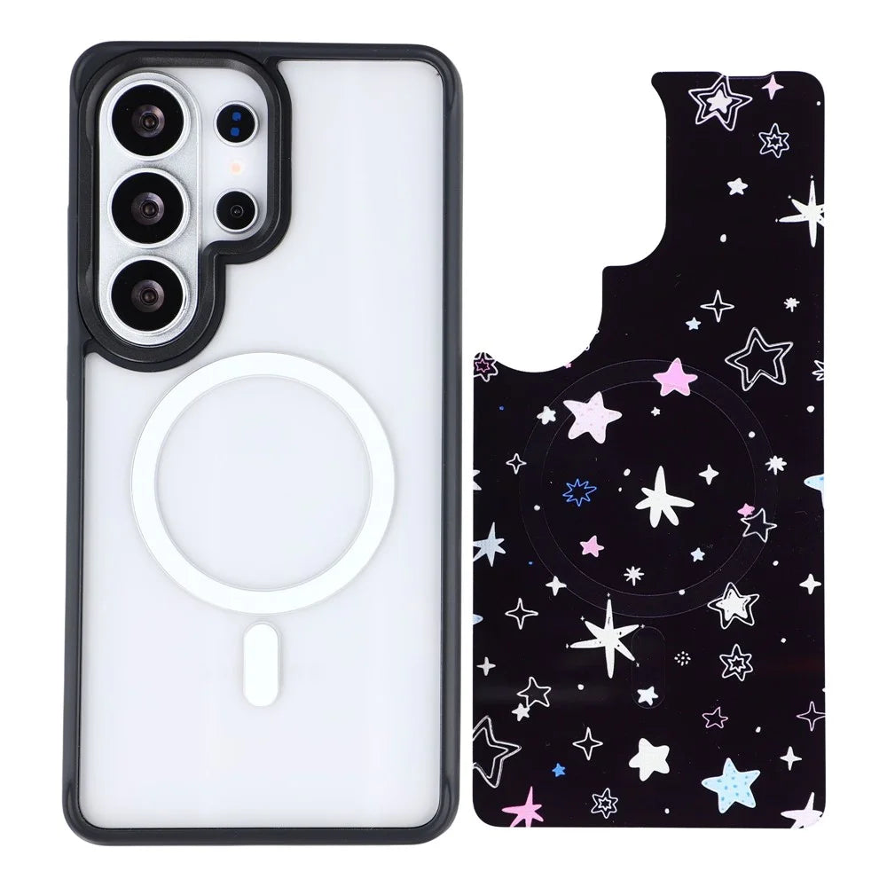 For Samsung Galaxy S26 Ultra Magnetic Case TPU PC Phone Cover with Detachable Colorful Stars Black Backplate - Black - 2