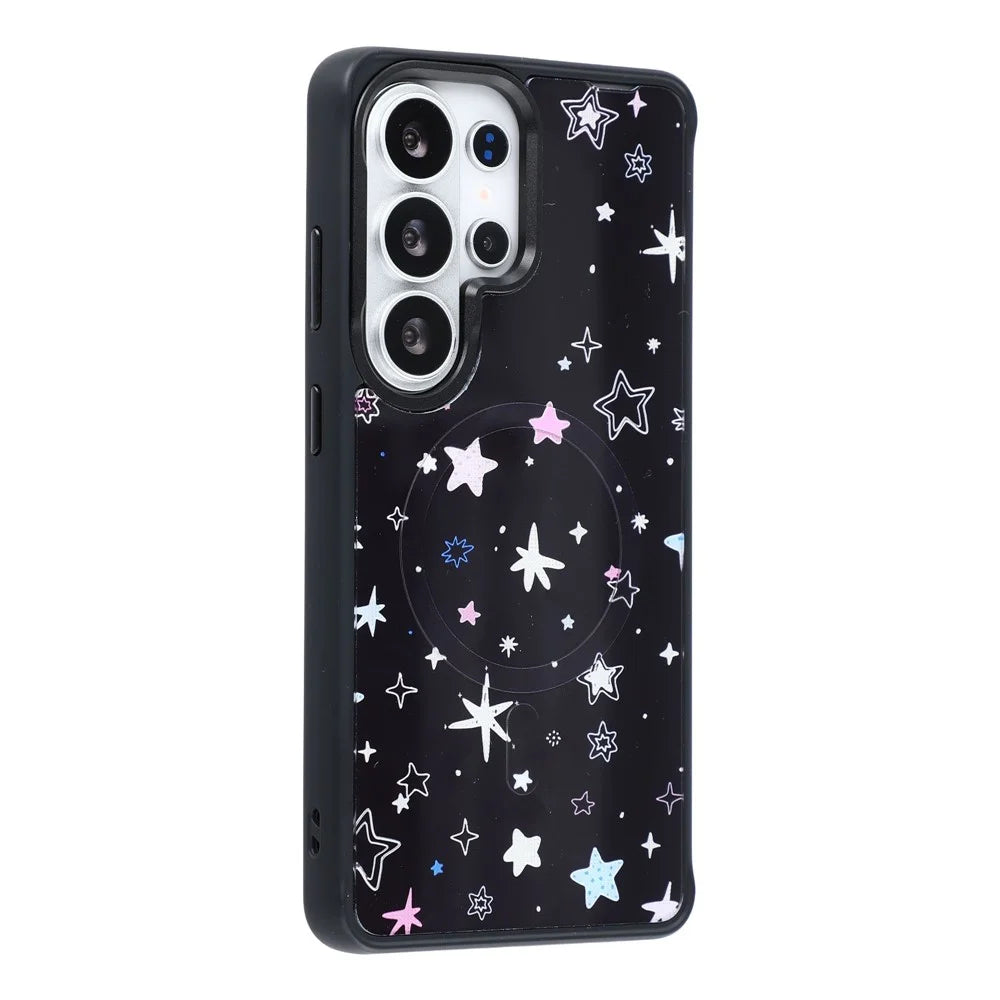 For Samsung Galaxy S26 Ultra Magnetic Case TPU PC Phone Cover with Detachable Colorful Stars Black Backplate - Black - 3