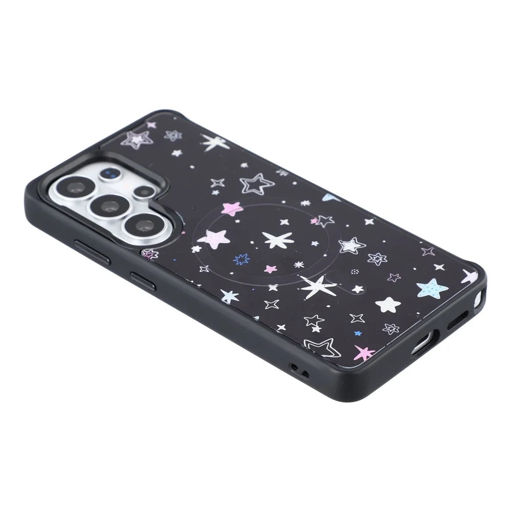 For Samsung Galaxy S26 Ultra Magnetic Case TPU PC Phone Cover with Detachable Colorful Stars Black Backplate - Black - 6