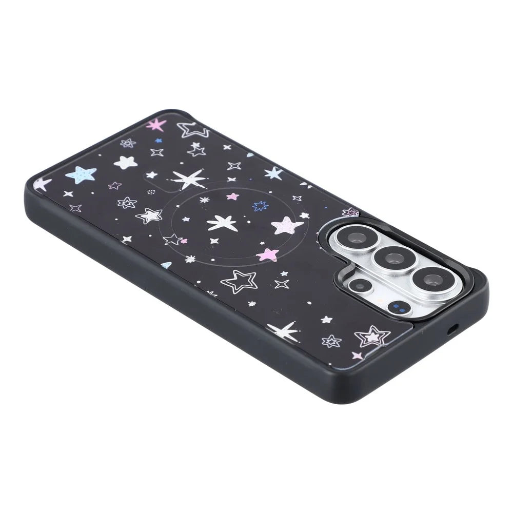 For Samsung Galaxy S26 Ultra Magnetic Case TPU PC Phone Cover with Detachable Colorful Stars Black Backplate - Black - 7