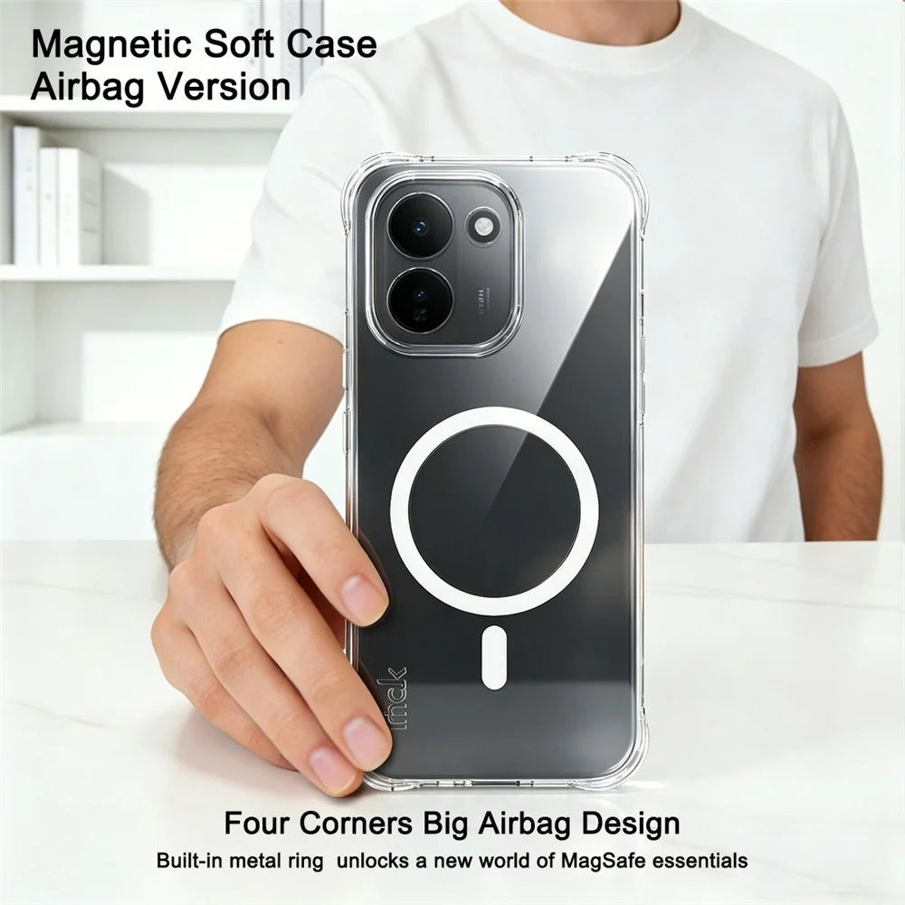 IMAK for vivo iQOO Z11 5G Magnetic Case Airbag Shockproof Protection TPU Phone Cover - Transparent - 3