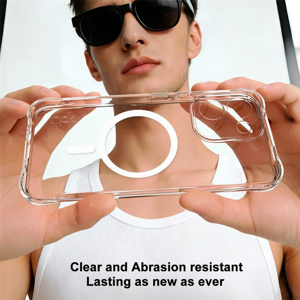 IMAK for vivo iQOO Z11 5G Magnetic Case Airbag Shockproof Protection TPU Phone Cover - Transparent - 4