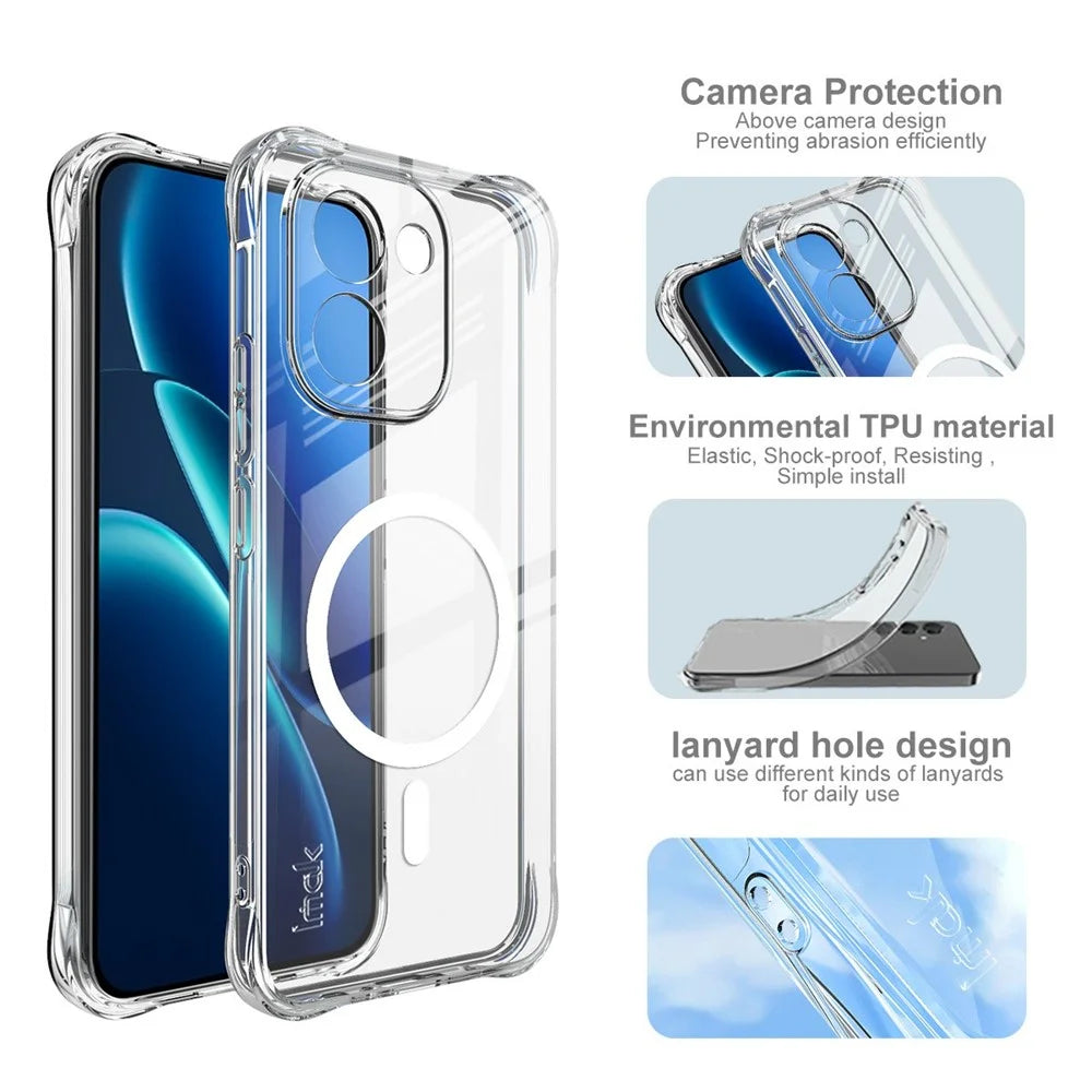 IMAK for vivo iQOO Z11 5G Magnetic Case Airbag Shockproof Protection TPU Phone Cover - Transparent - 7