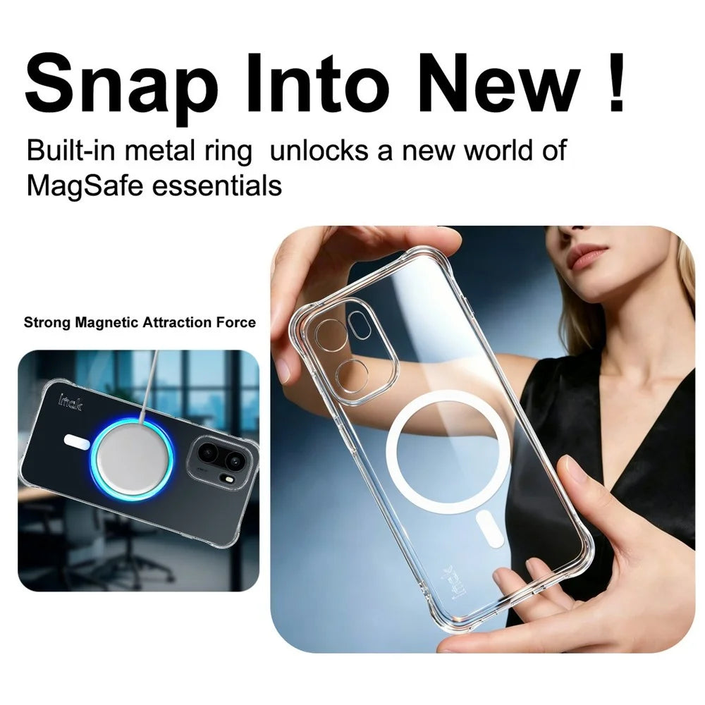 IMAK for OnePlus Ace 6 5G  /  Ace 6T 5G  /  15R 5G Magnetic Case Airbag Shockproof Protection TPU Phone Cover - Transparent - 5