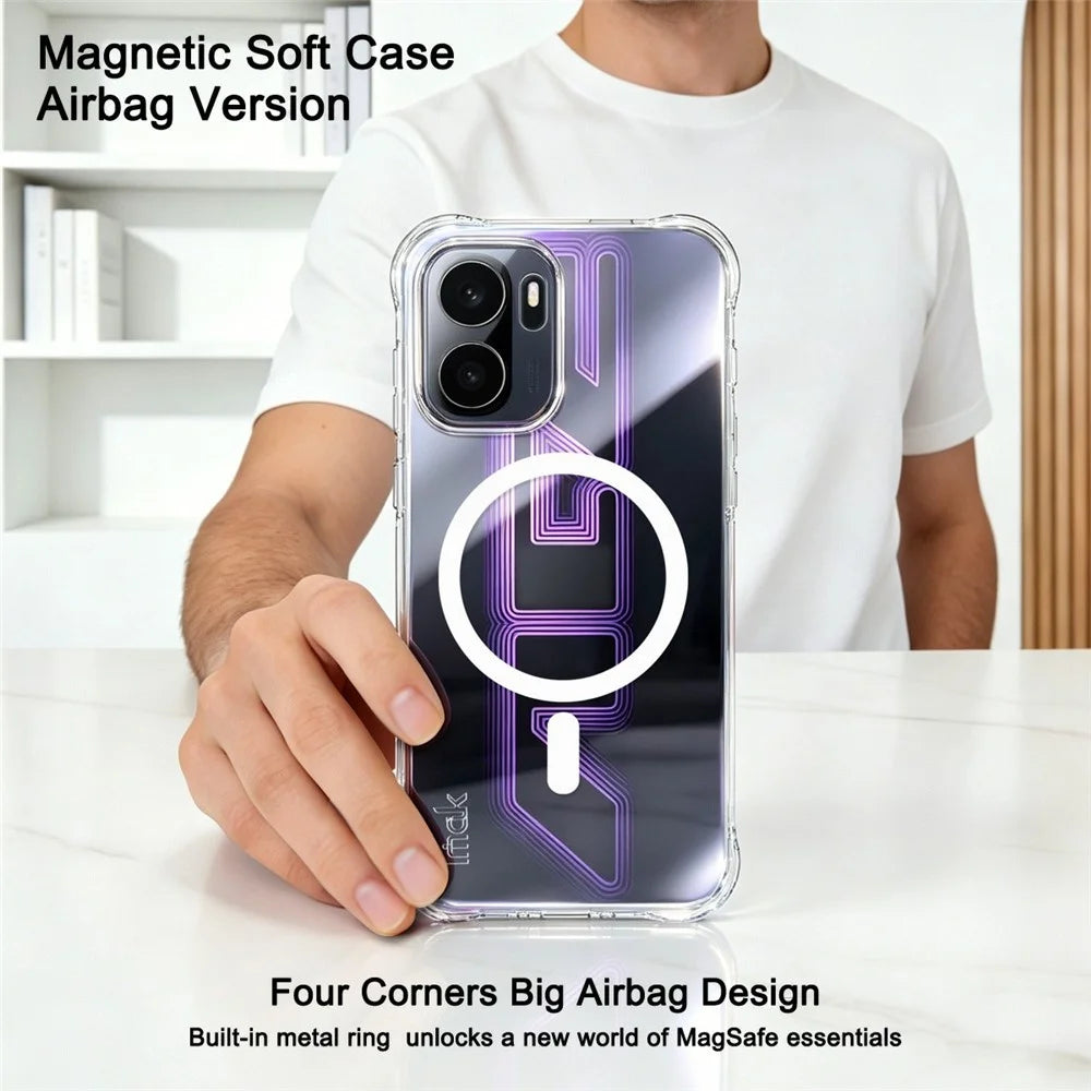IMAK for OnePlus Ace 6 Ultra 5G Magnetic Case Airbag Shockproof Protection TPU Phone Cover - Transparent - 3