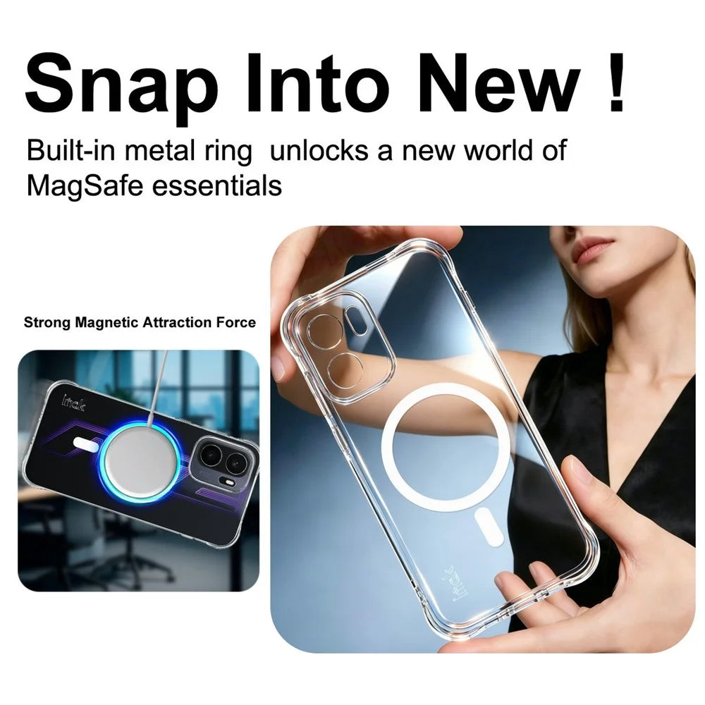 IMAK for OnePlus Ace 6 Ultra 5G Magnetic Case Airbag Shockproof Protection TPU Phone Cover - Transparent - 5