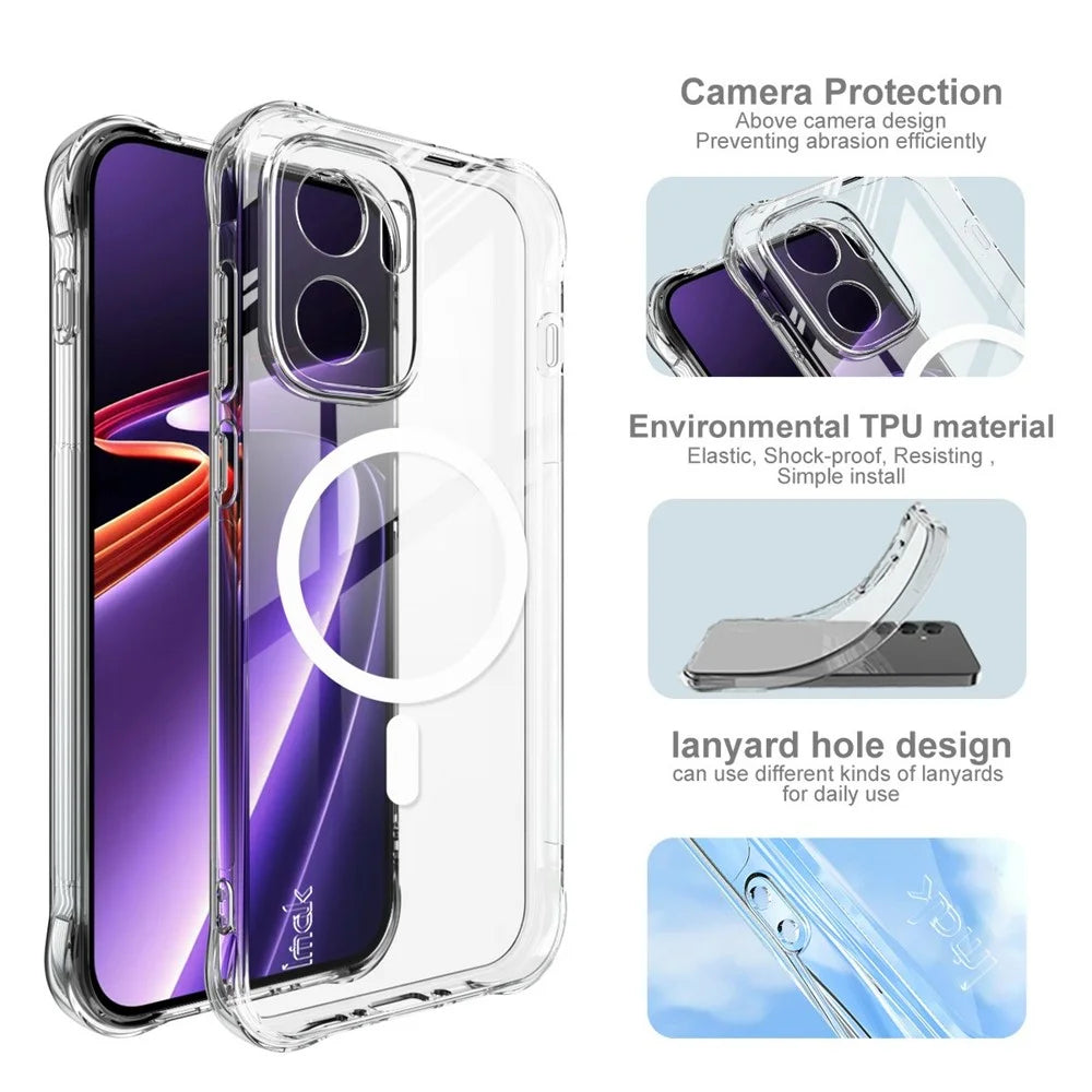 IMAK for OnePlus Ace 6 Ultra 5G Magnetic Case Airbag Shockproof Protection TPU Phone Cover - Transparent - 7
