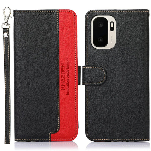 KHAZNEH For OnePlus Ace 6 Ultra 5G Case RFID Blocking Wallet Litchi Texture PU Leather Phone Cover with Strap - Black - 1